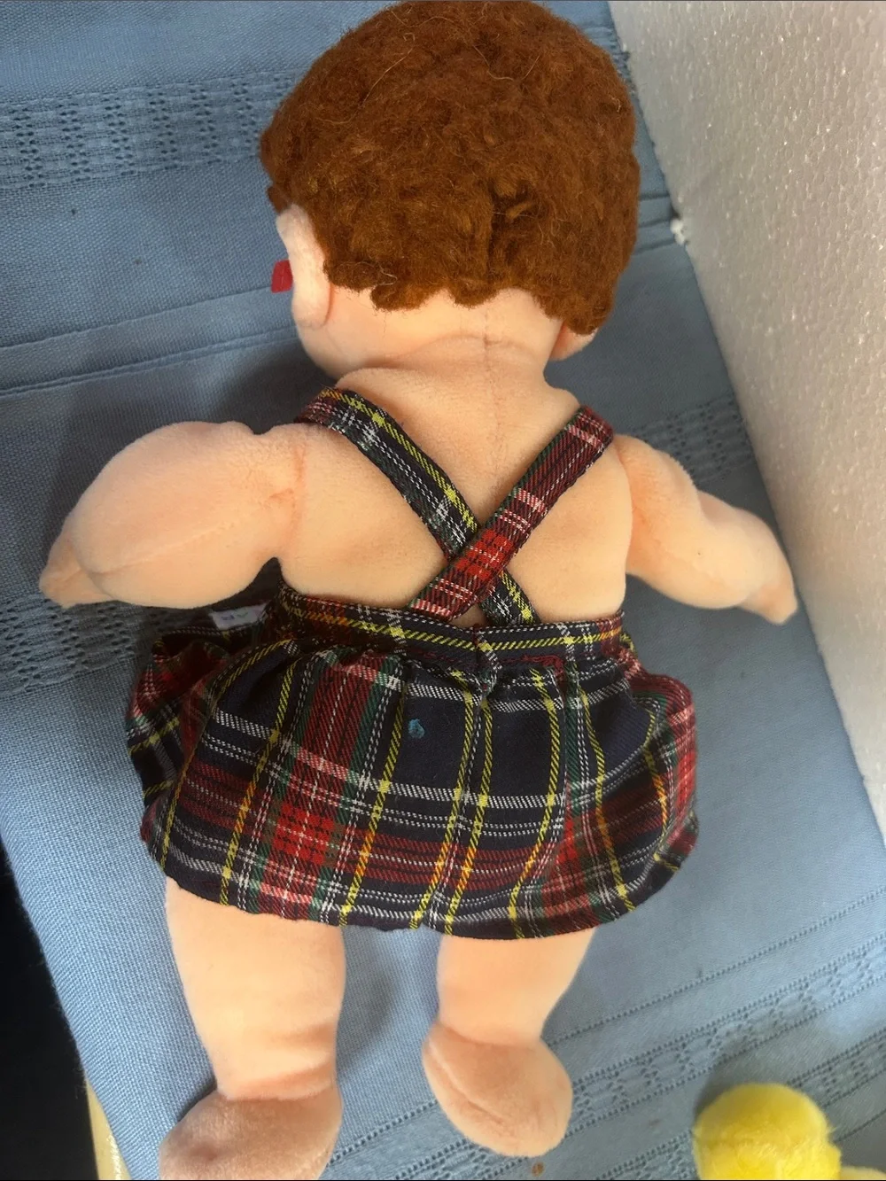 Ty Ginger 2000 Plush Doll in Tartan Dress with Brown Curly Hair